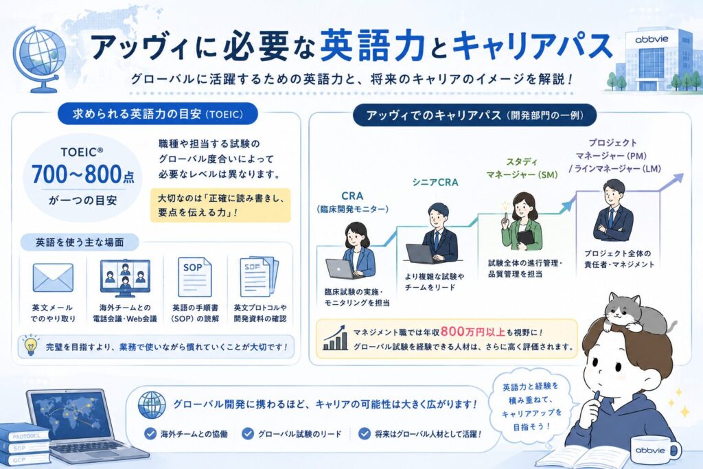 アッヴィに必要な英語力とキャリアパス