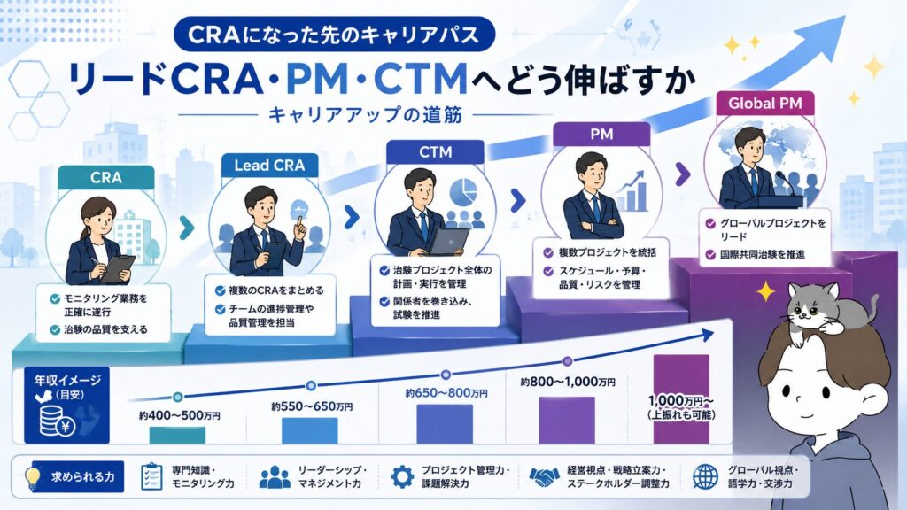 CRAになった先のキャリアパス——リードCRA・PM・CTMへどう伸ばすか