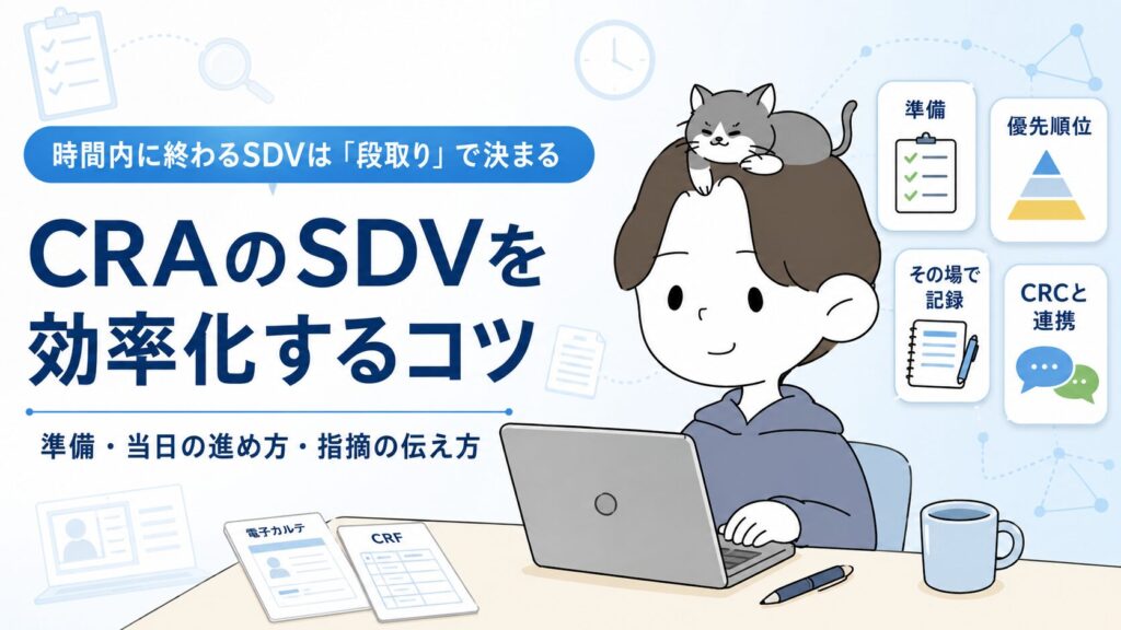 CRAのSDVを効率化するコツ｜準備・当日の進め方・指摘の伝え方を元CRAが解説