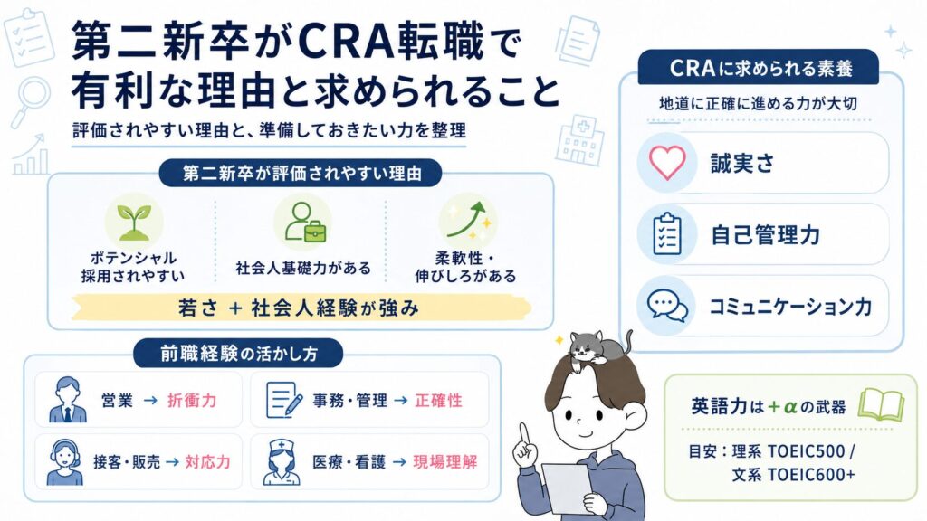 第二新卒がCRA転職で有利な理由と求められること